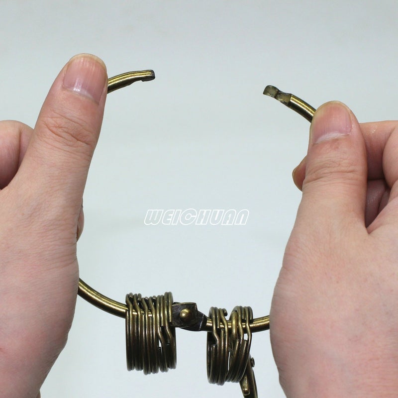 WEICHUAN Metal Antique Bronze Keychain/Key Holder - Large Circular Ring with 10 Small Rings (Pack of 1) - Image 5